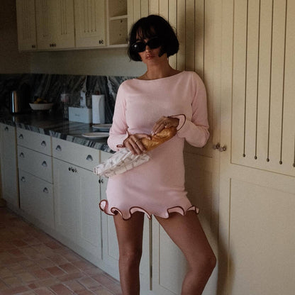 Ruffled Mini Dress — Long Sleeves