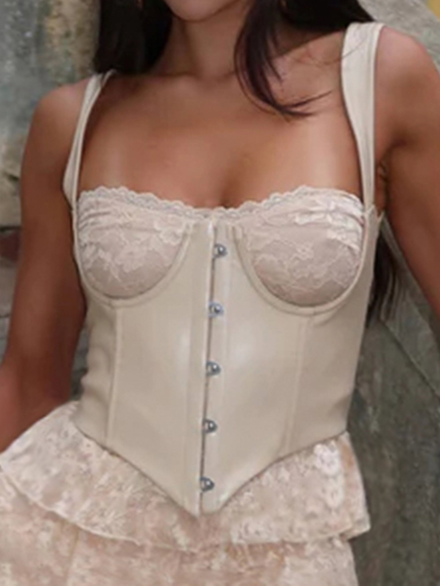 Corset en Dentelle & Jupe Volantée — Ensemble 2 Pièces