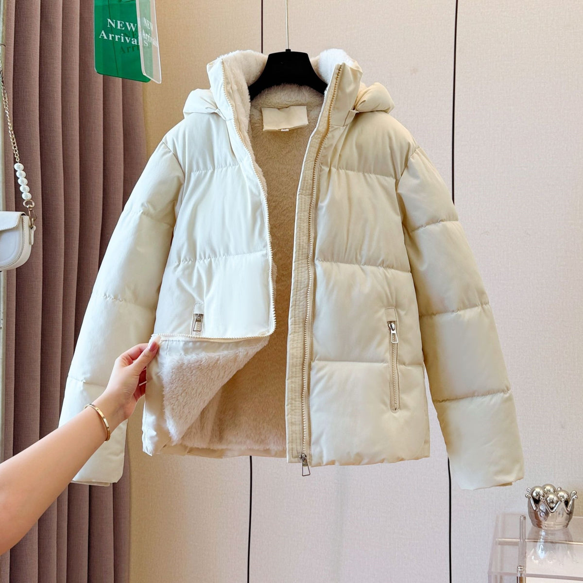 Hooded Puffer Coat Fleece Lined | PRIVERA