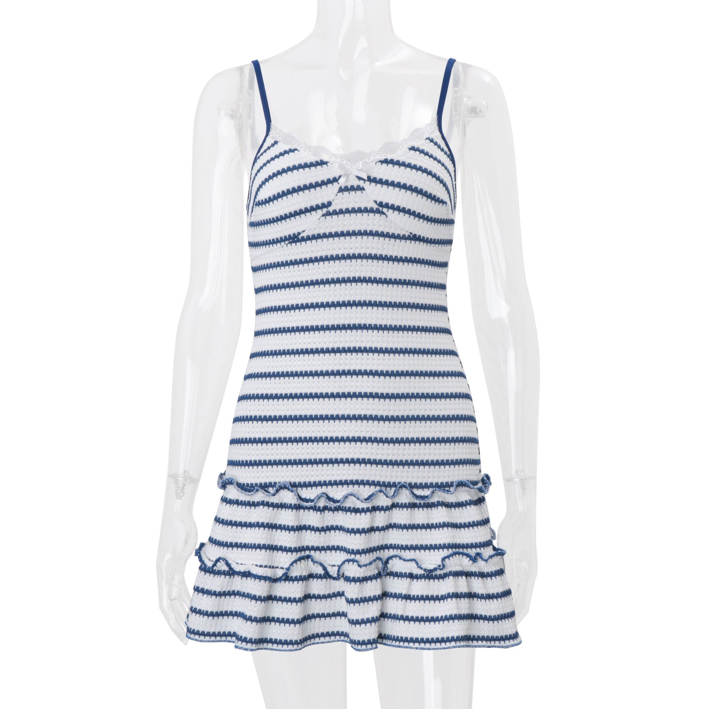 Robe Rayée Dos Nu Col V Coupe Slim | PRIVERA