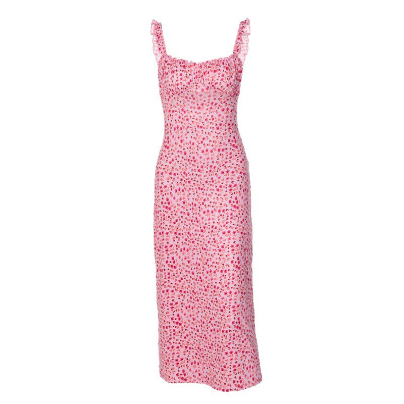 Floral Suspender Dress Adjustable Straps | PRIVERA