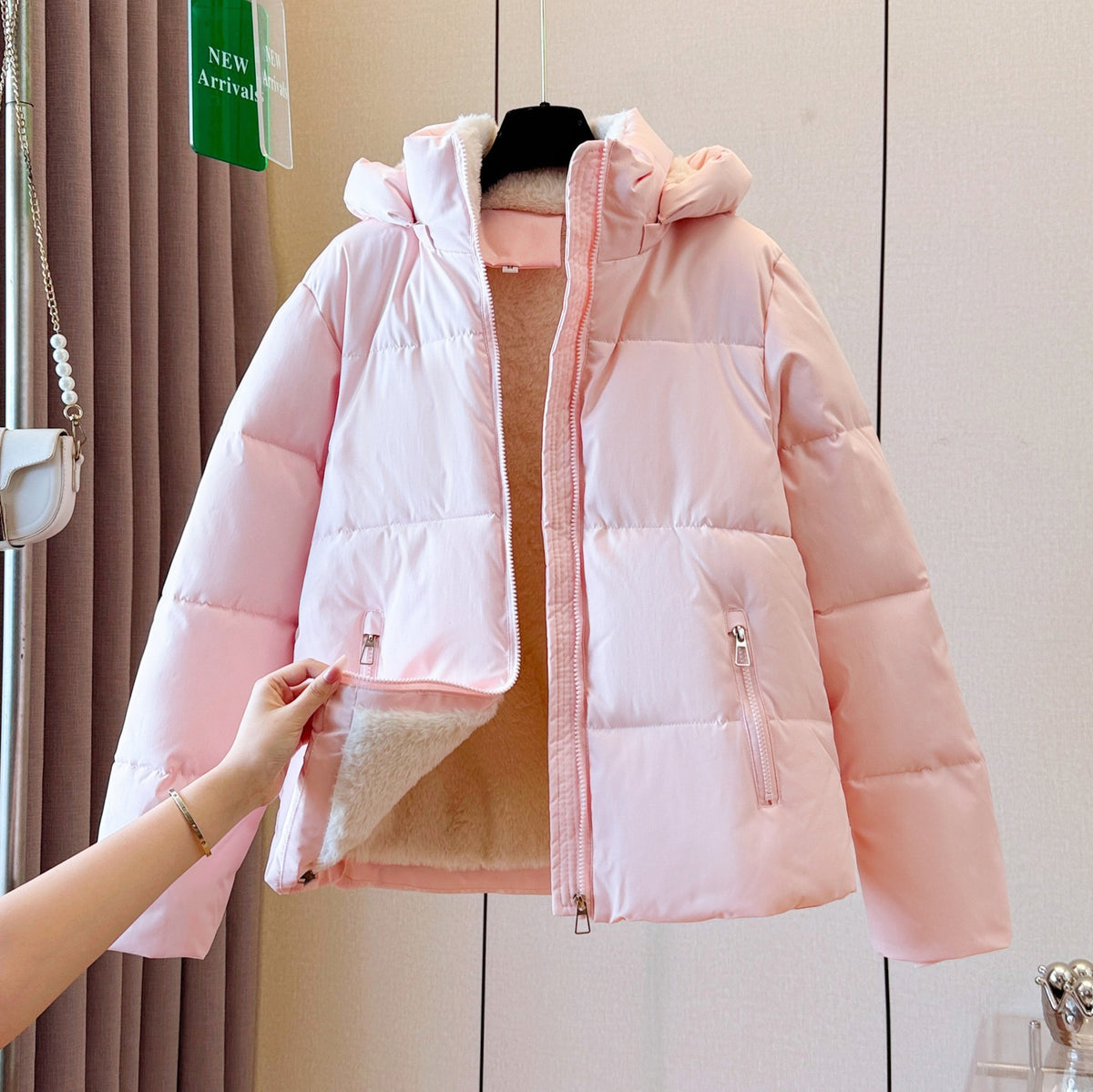 Hooded Puffer Coat Fleece Lined | PRIVERA