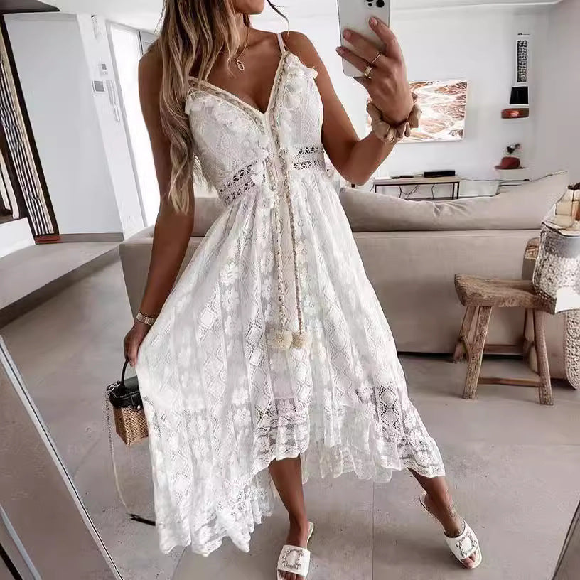 Robe Maxi en Dentelle Bretelles Ajustables | PRIVERA