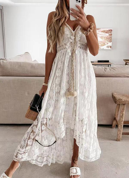 Robe Maxi en Dentelle Bretelles Ajustables | PRIVERA