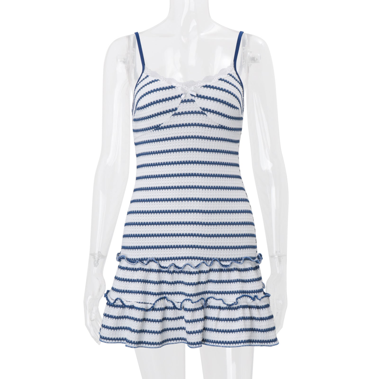 Robe Rayée Dos Nu Col V Coupe Slim | PRIVERA