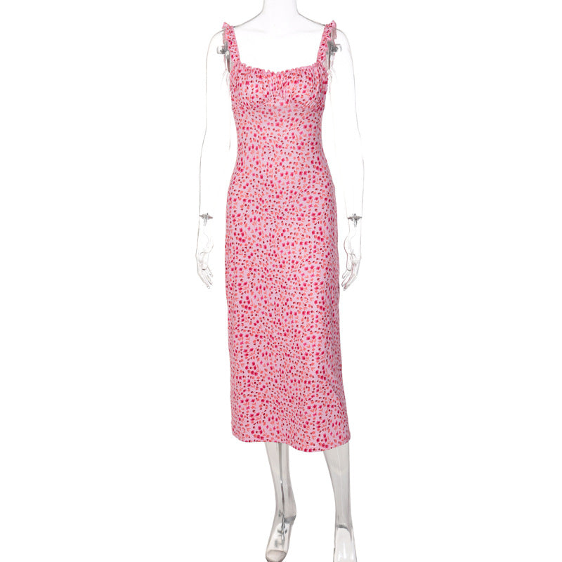 Floral Suspender Dress Adjustable Straps | PRIVERA