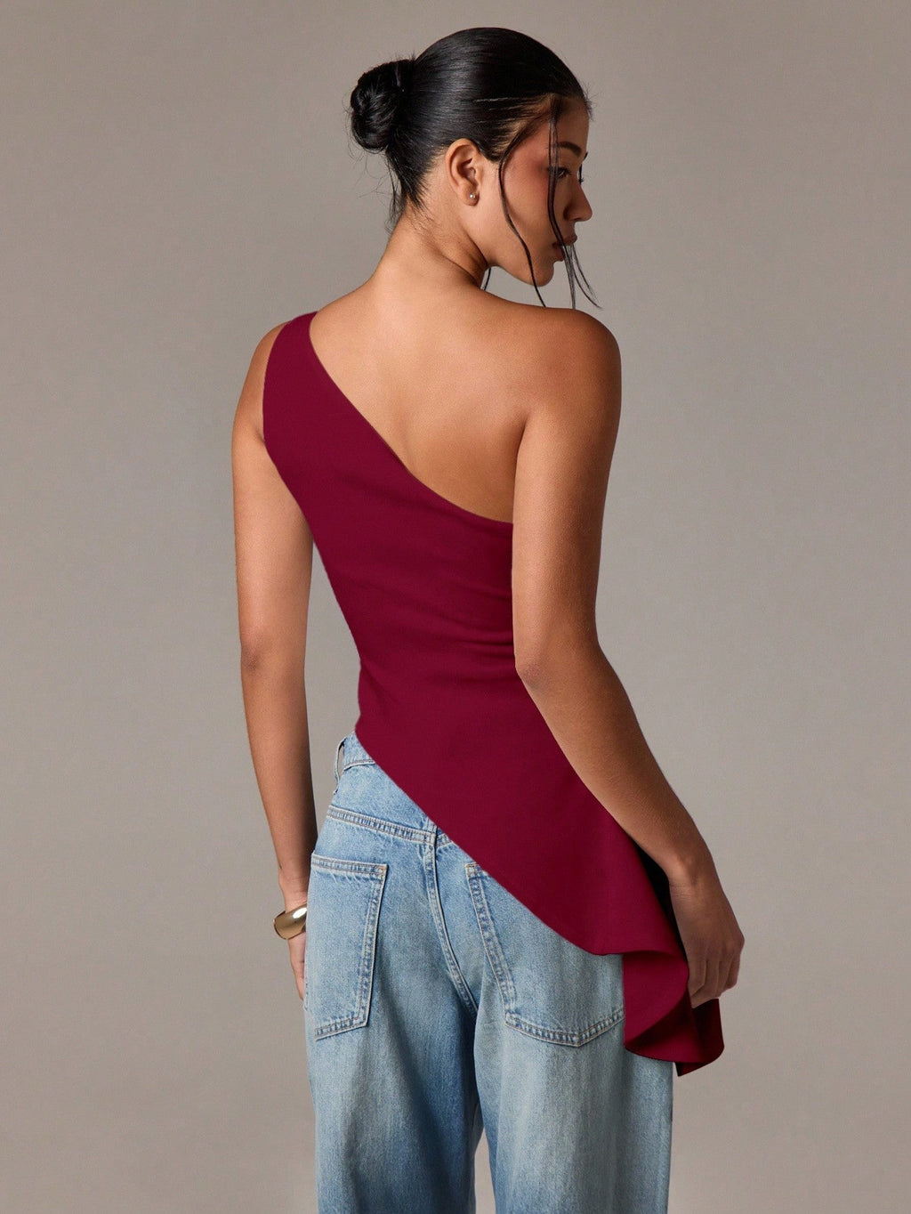 Asymmetric One-Shoulder Blouse Open Back | PRIVERA