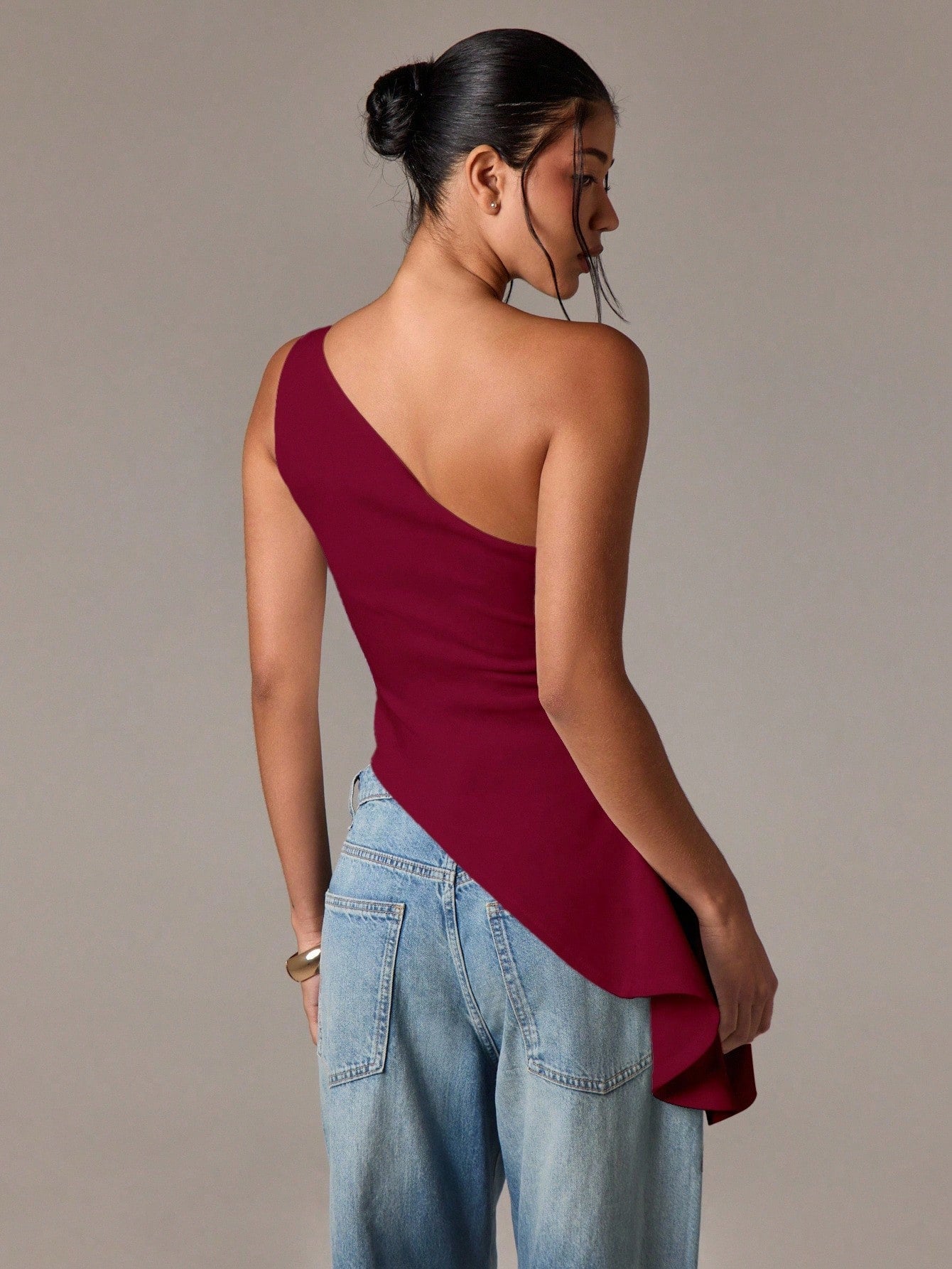 Asymmetric One-Shoulder Blouse Open Back | PRIVERA