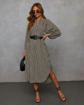 Robe Longue Rayée Col V & Ceinture | PRIVERA
