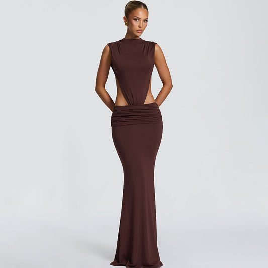 Robe Longue Sirène Découpe Taille Sculptée | PRIVERA