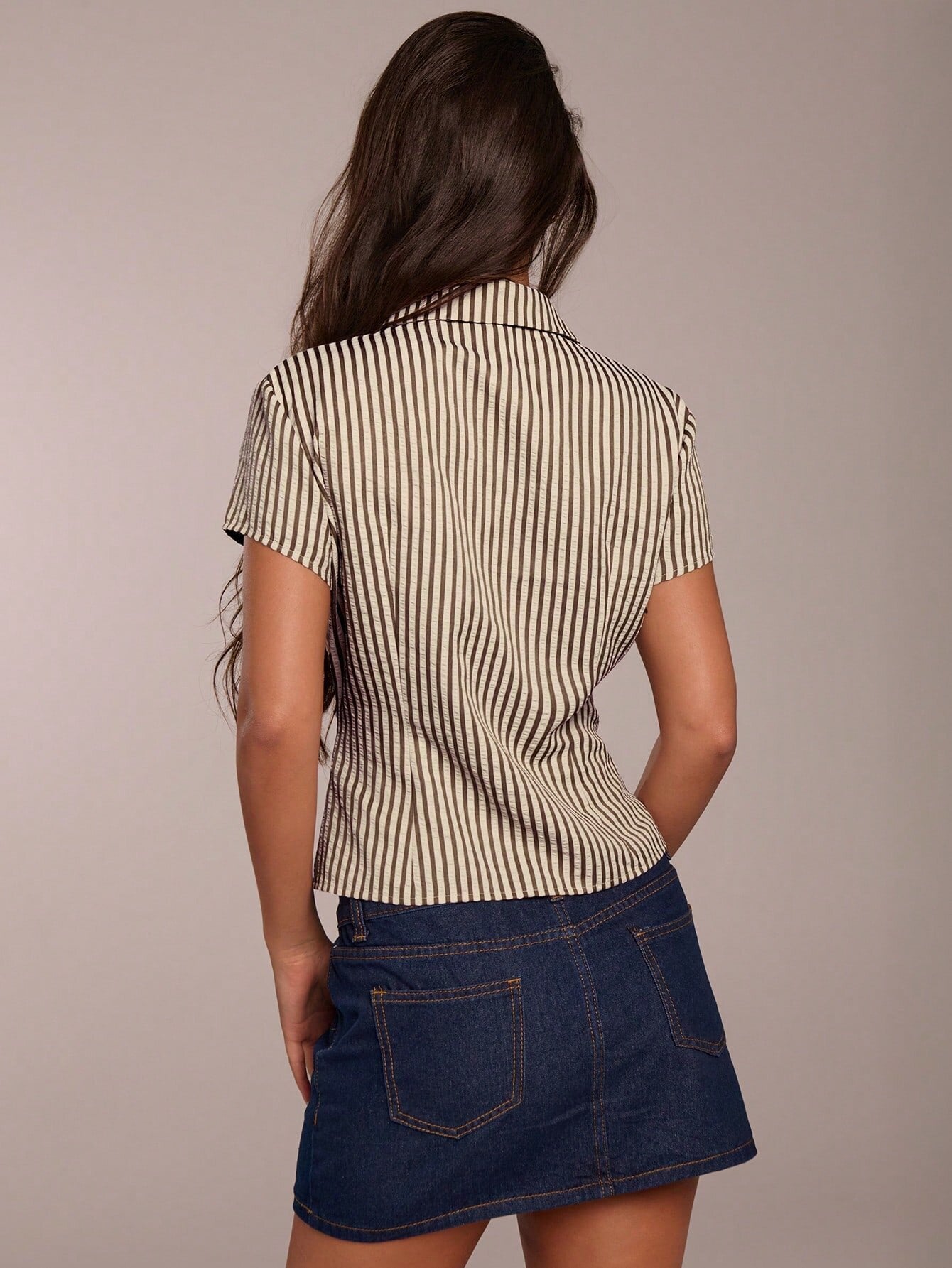 Chemise Rayée Boutonnée Y2K Manches Courtes | PRIVERA