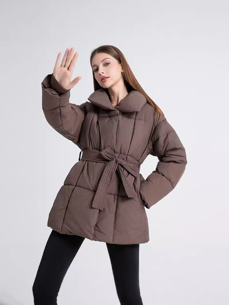 Belted Winter Coat Mid-Length Padded | PRIVERA