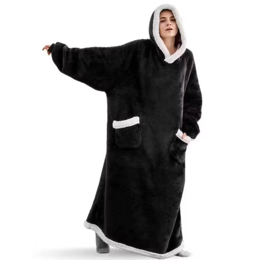 Hooded Fleece Blanket Robe Oversized | PRIVERA