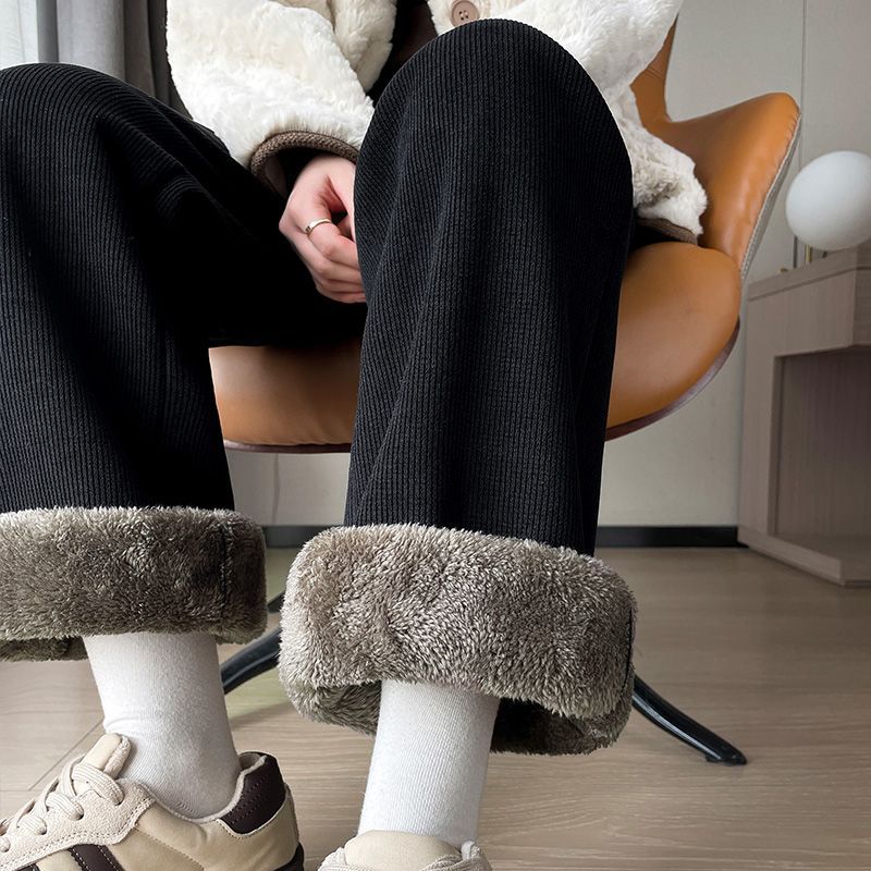 Fleece-Lined Wide-Leg Thermal Pants | PRIVERA