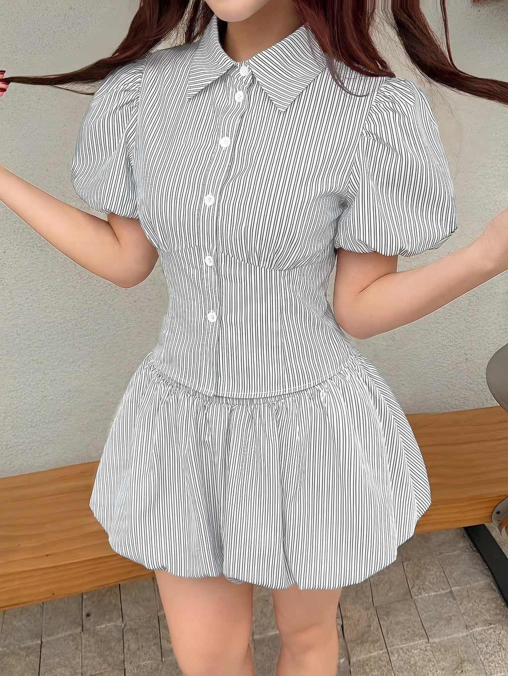 Embroidered Polo Shirt and Skirt Set | PRIVERA